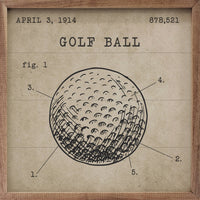 Golf Ball Patent Brown: 8 x 8 x 1.5