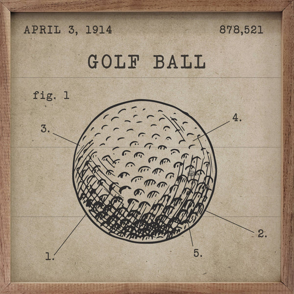 Golf Ball Patent Brown: 8 x 8 x 1.5