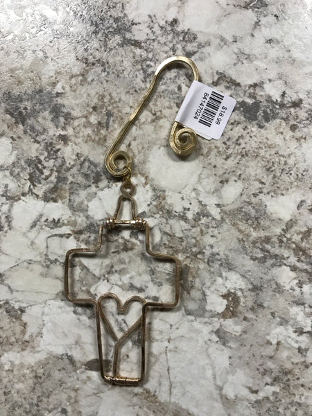 Gold Cross Heart Ornament