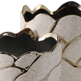 Plant Pot Set of 2 - Ivory/Gold Ceramic Resin Clouds, 6/7 in