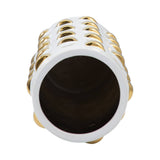 Decorative Vase - White/Gold Ceramic Raised Rectangular,11in