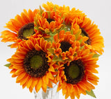 Pack of 7Stems-Rustic antique -Real Touch Sunflower Bouquet: Rich Wine