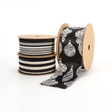 1 1/2" Wired Ribbon | "Striped" Black/White | 10 Yard Roll