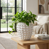 Ceramic Raised Textured Woven Knot Planter - White, 9 in.