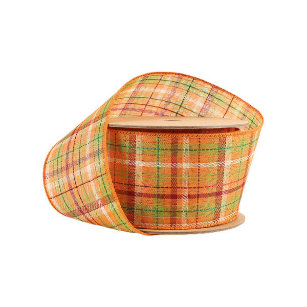 Wired Multi-Colored Fall Plaid Ribbon 10 Yard Roll