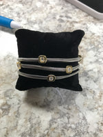 Silver and Gold Bracelet with C.Z and Magnetic Clip