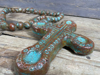 Great Buy-Clay Rosary-Beads-Cross-Handmade-26-36-Turquoise Small