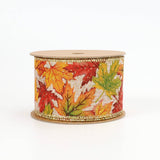 2 1/2" Wired Ribbon | "Maple Leaf" Natural/Multi | 10 Yards