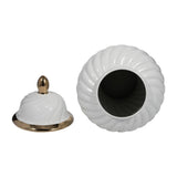 Decorative Jar - White Ceramic Swirl Tall Lidded, 20 in.