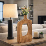 Decorative Vase - Natural Solid Wood Cut-Out Center, 18.5 in