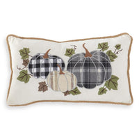 Cream Canvas Pillow With Black and White Pumpkins
