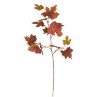 27 Inch Red Orange brown & Green Fall Maple Leaves stem