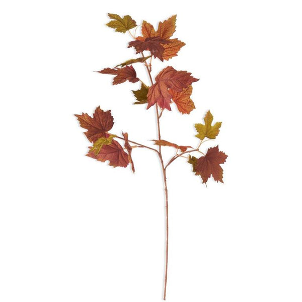 27 Inch Red Orange brown & Green Fall Maple Leaves stem
