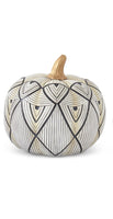 WHITE & BLACK SCALLOPED PATTERN RESIN PUMPKIN (Large)