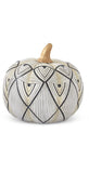 WHITE & BLACK SCALLOPED PATTERN RESIN PUMPKIN (Large)