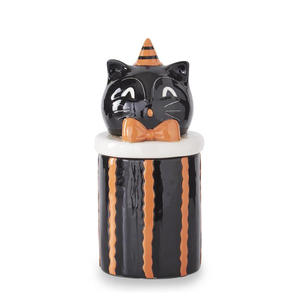 9.75 Inch Ceramic Black Cat Canister