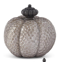 Gray Resin Textured Pumpkins w/Knob Stems