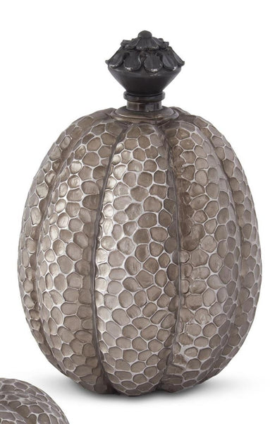 Gray Resin Textured Pumpkins w/Knob Stems