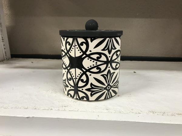 8.5 inch Black & White Stoneware Canister