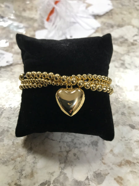 Gold Beaded Heart Bracelet