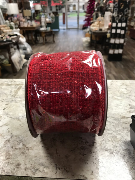 Winter Red Tweed Christmas Ribbon