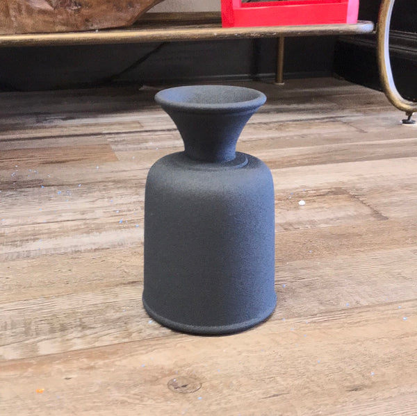 Textured Black Metal Vase