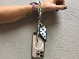 PHONE/ PURSE ACCESSORY - BLACK & WHITE POLKA DOT