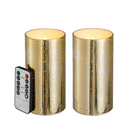 Speckled Gold Glass LED Candle Lights with Remote