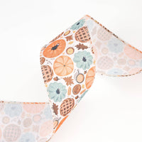 2 1/2" Wired Ribbon | "Pumpkin Frenzy" Natural/Multi