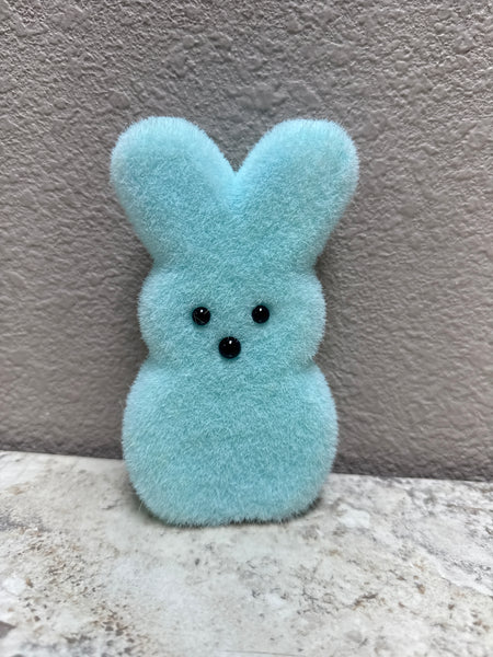 FLOCKED STYRO BUNNY PEEP 6.25" LIGHT BLUE