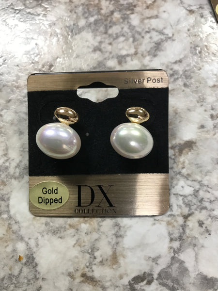 Gold Pearl Stud Earrings