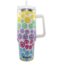 Pastel Happy Face Tumbler Cup with Handle: Pastel