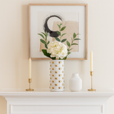 Decorative Vase - White/Gold Ceramic Raised Rectangular,11in