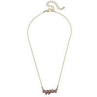Texas A&M Aggies Enamel Script Necklace in Maroon