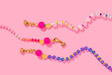 Beaded Necklace - Rainbow + Red Beads - Roxy