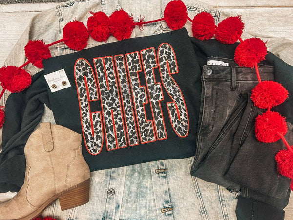 CHIEFS LEOPARD SWEATSHIRT (BLACK): MEDIUM