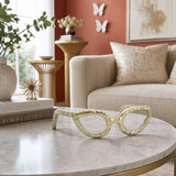 Sculpture - Gold Metal Abstract Cat Eye Glasses, 8 in.