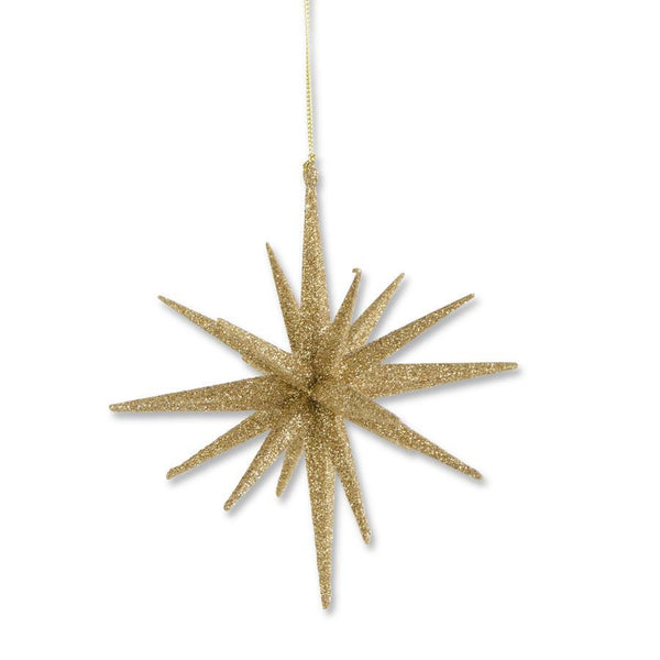 6" 18 Point Gold Glitter Star Ornament