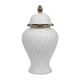 Decorative Jar - White Ceramic Swirl Tall Lidded, 20 in.