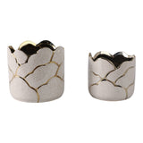 Plant Pot Set of 2 - Ivory/Gold Ceramic Resin Clouds, 6/7 in