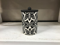 7.5 inch black & white stoneware canister