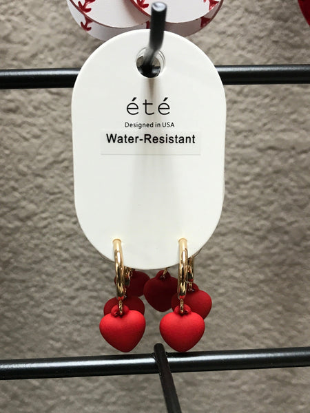 Gold Hoop Earring with Red Heart
