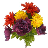 Fall Peony/Daisy/Mum x18 Mixed Bush 20" - Purp/Or/Yellow