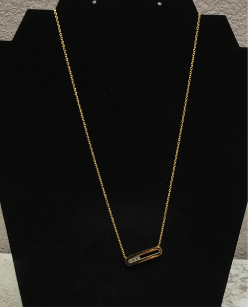 Gold Necklace with Round C.Z