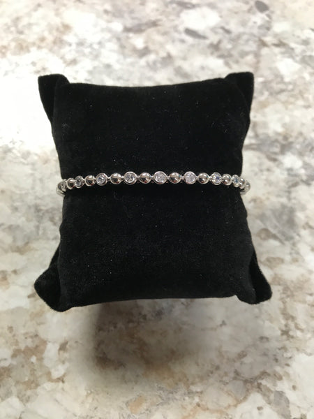 Silver Bangle Bracelet with C.Z