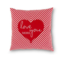 17 Inch Square Red & White Chevron Pillow w/ Love You Heart