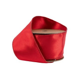 2 1/2" Wired Shimmer Satin Ribbon | Red with Red Backing | 10 Yard Roll