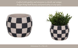 Plant Pot - Black/White Ceramic Rounded Checkerboard, 7 in.