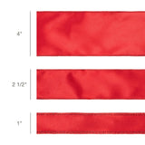 2 1/2" Wired Shimmer Satin Ribbon | Red with Red Backing | 10 Yard Roll