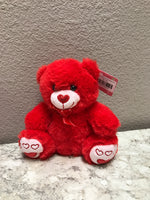 Red Plush Bears with Embroidered Hearts